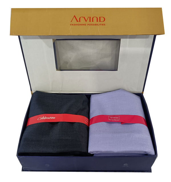 Arvind Unstitched Cotton Blend Shirt & Trouser Fabric Solid-018