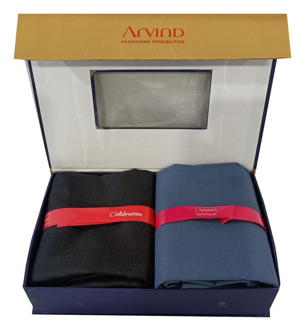 Arvind Unstitched Cotton Blend Shirt & Trouser Fabric Solid-019