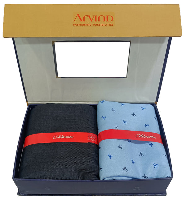 Arvind Unstitched Cotton Blend Shirt & Trouser Fabric Printed-01