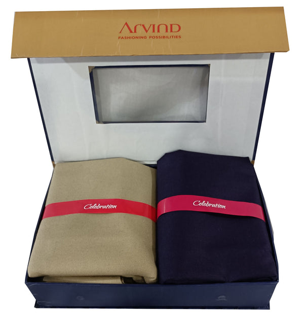 Arvind Unstitched Cotton Blend Shirt & Trouser Fabric Solid-020