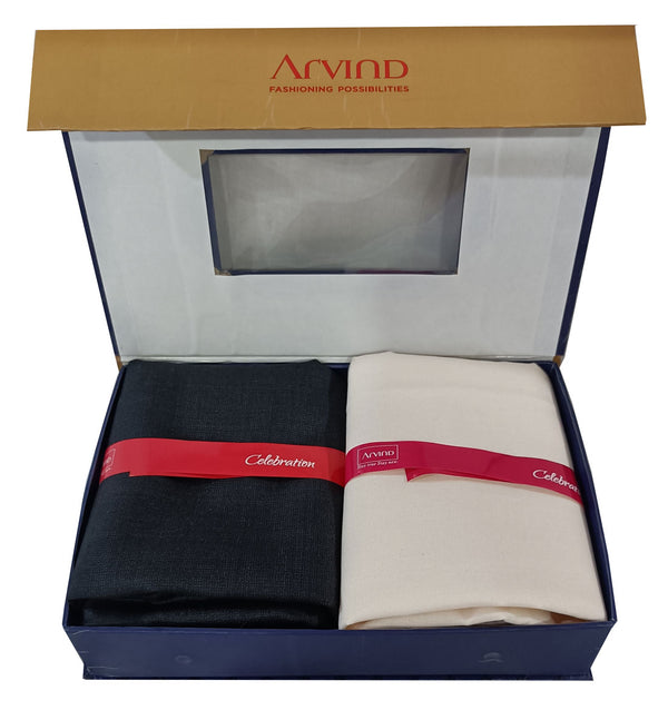 Arvind Unstitched Cotton Blend Shirt & Trouser Fabric Solid-021