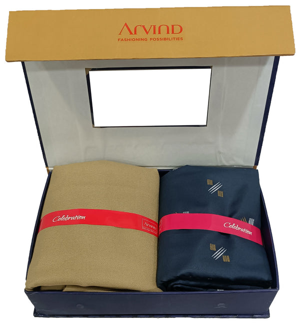 Arvind Unstitched Cotton Blend Shirt & Trouser Fabric Printed-021
