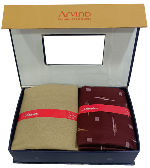 Arvind Unstitched Cotton Blend Shirt & Trouser Fabric Printed-022