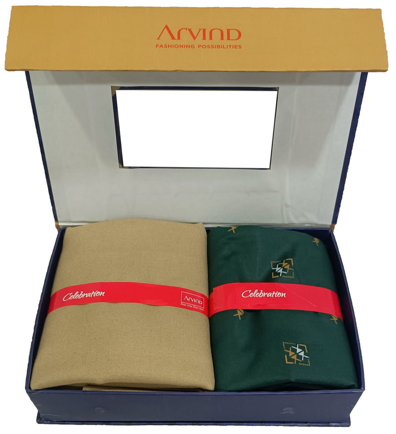 Arvind Unstitched Cotton Blend Shirt & Trouser Fabric Printed-023