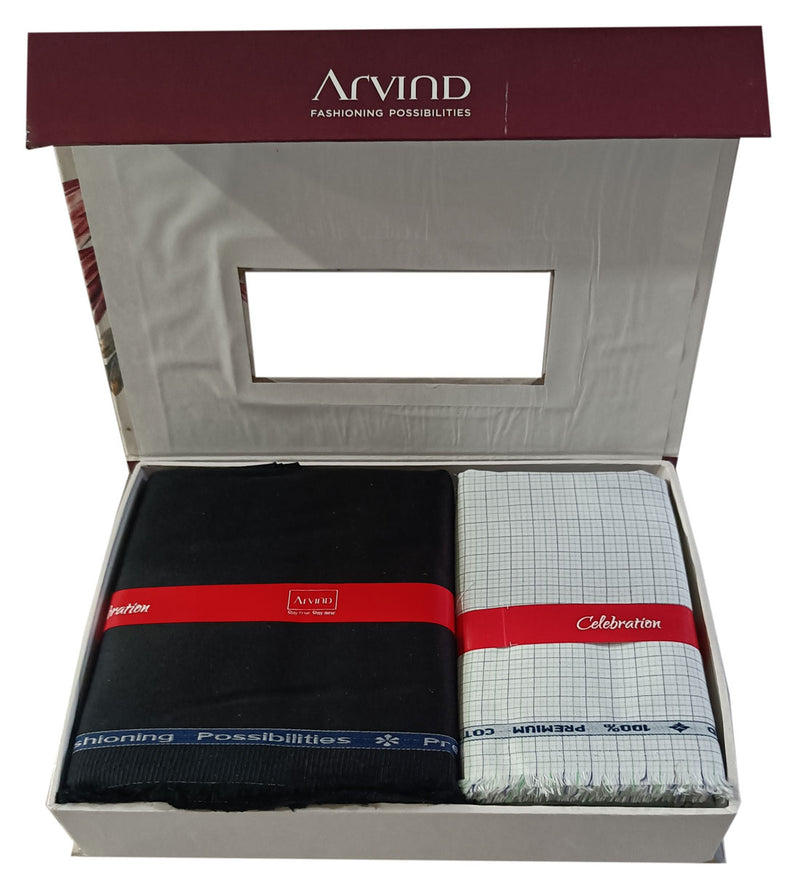 Arvind  Unstitched Cotton Blend Shirt & Trouser Fabric Checkered