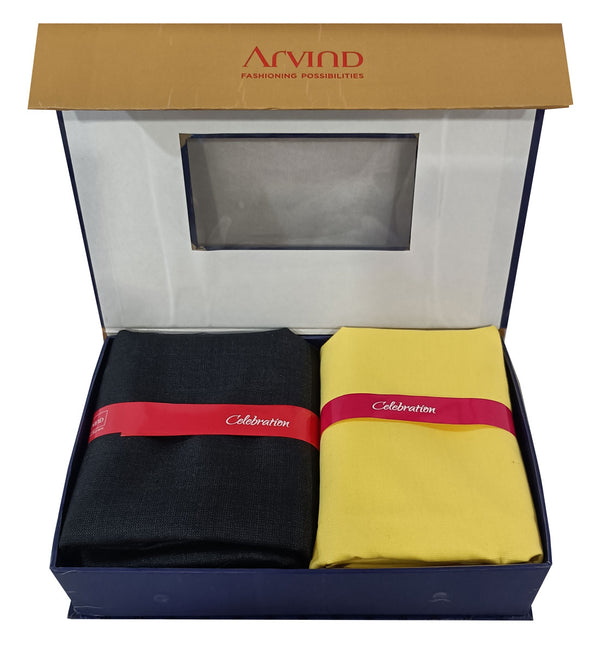 Arvind Unstitched Cotton Blend Shirt & Trouser Fabric Solid-023