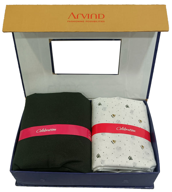 Arvind Unstitched Cotton Blend Shirt & Trouser Fabric Printed-024