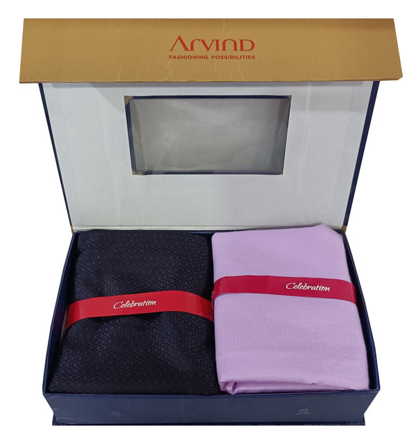 Arvind Unstitched Cotton Blend Shirt & Trouser Fabric Solid-024