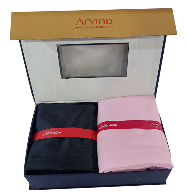 Arvind Unstitched Cotton Blend Shirt & Trouser Fabric Solid-025