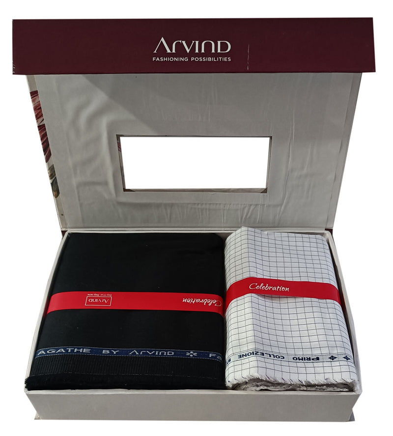 Arvind  Unstitched Cotton Blend Shirt & Trouser Fabric Checkered