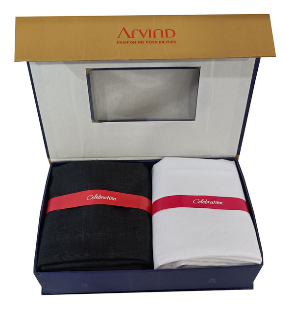 Arvind Unstitched Cotton Blend Shirt & Trouser Fabric Solid-026