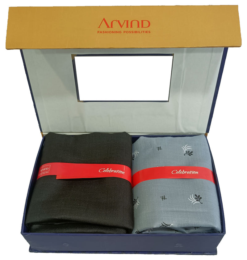 Arvind Unstitched Cotton Blend Shirt & Trouser Fabric Printed-026