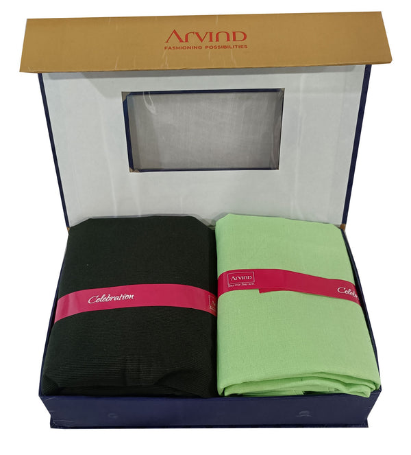 Arvind Unstitched Cotton Blend Shirt & Trouser Fabric Solid-027