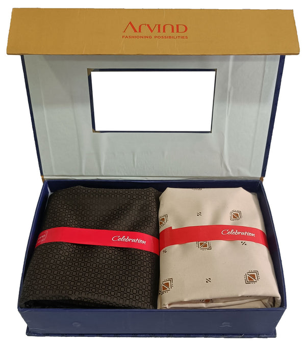 Arvind Unstitched Cotton Blend Shirt & Trouser Fabric Printed-028