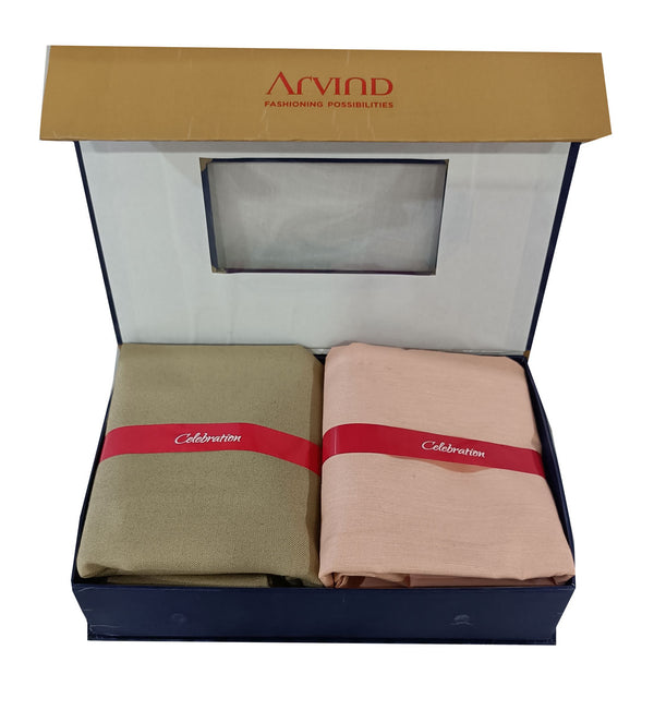 Arvind Unstitched Cotton Blend Shirt & Trouser Fabric Solid-02