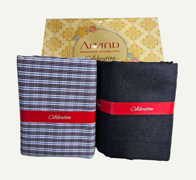 Arvind Unstitched Cotton Blend Shirt & Trouser Fabric Checkered-030