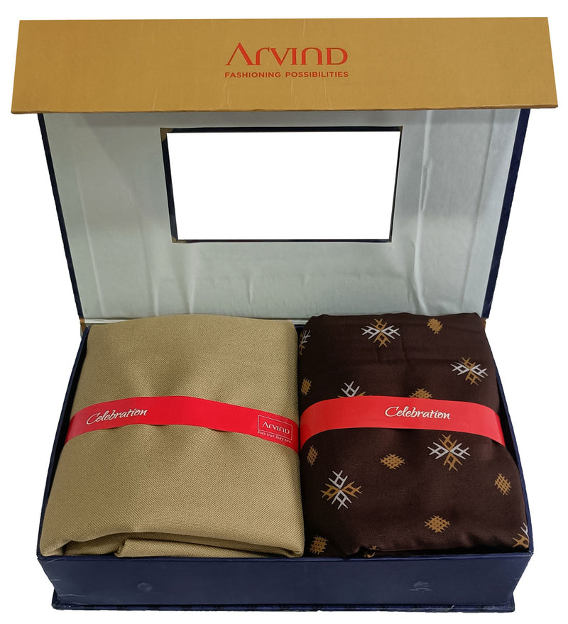 Arvind Unstitched Cotton Blend Shirt & Trouser Fabric Printed-030