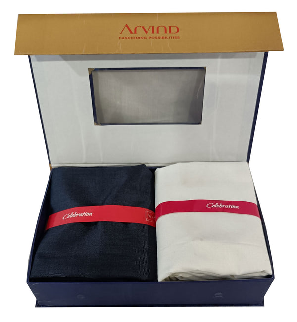 Arvind Unstitched Cotton Blend Shirt & Trouser Fabric Solid-030