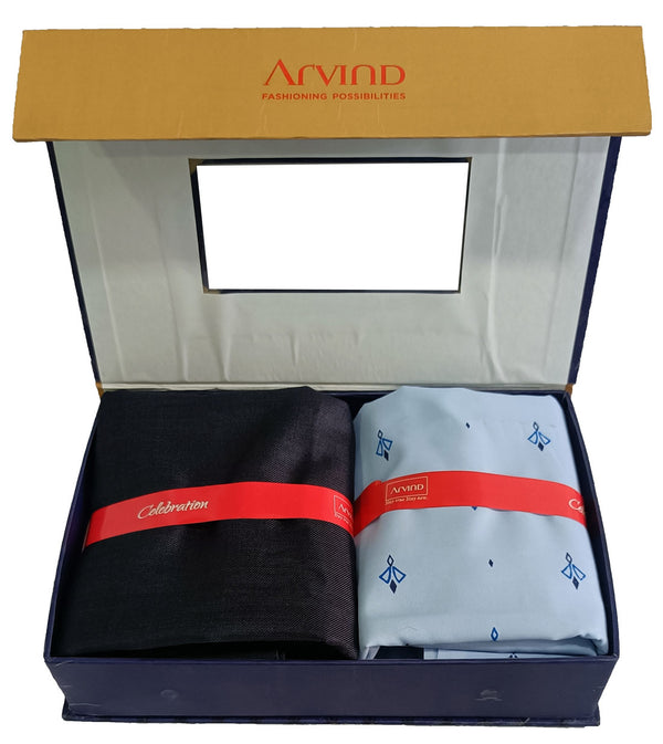 Arvind Unstitched Cotton Blend Shirt & Trouser Fabric Printed-031
