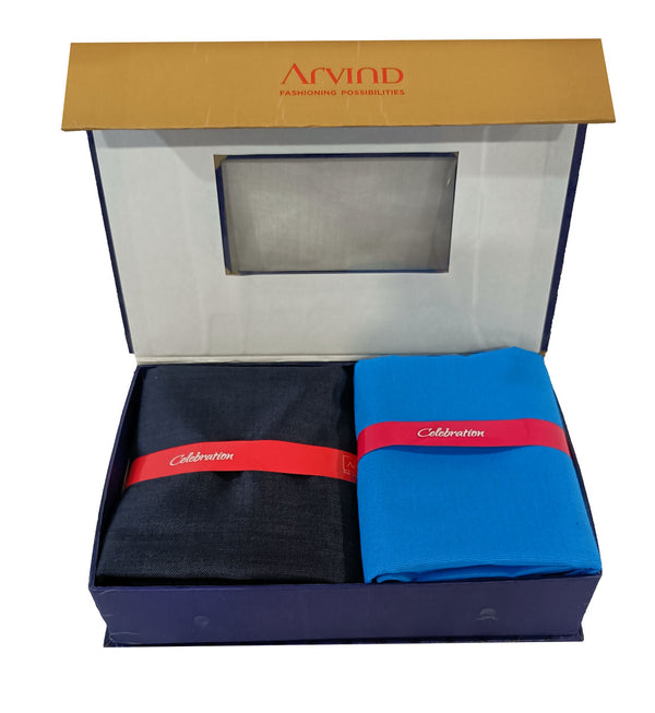 Arvind Unstitched Cotton Blend Shirt & Trouser Fabric Solid-031