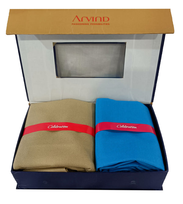 Arvind Unstitched Cotton Blend Shirt & Trouser Fabric Solid-032