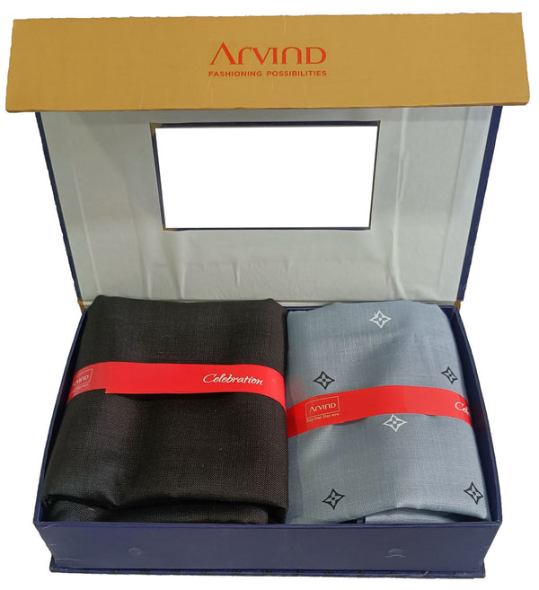 Arvind Unstitched Cotton Blend Shirt & Trouser Fabric Printed-032