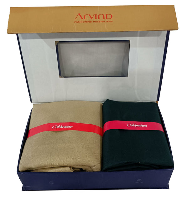 Arvind Unstitched Cotton Blend Shirt & Trouser Fabric Solid-033