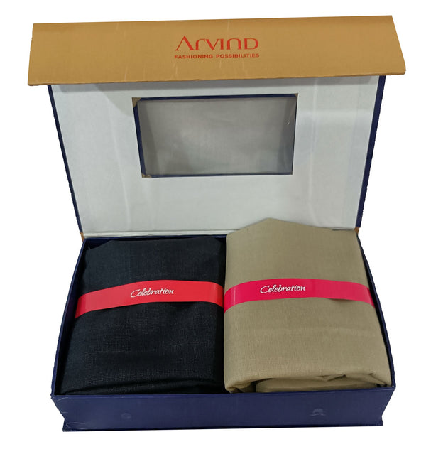 Arvind Unstitched Cotton Blend Shirt & Trouser Fabric Solid-034