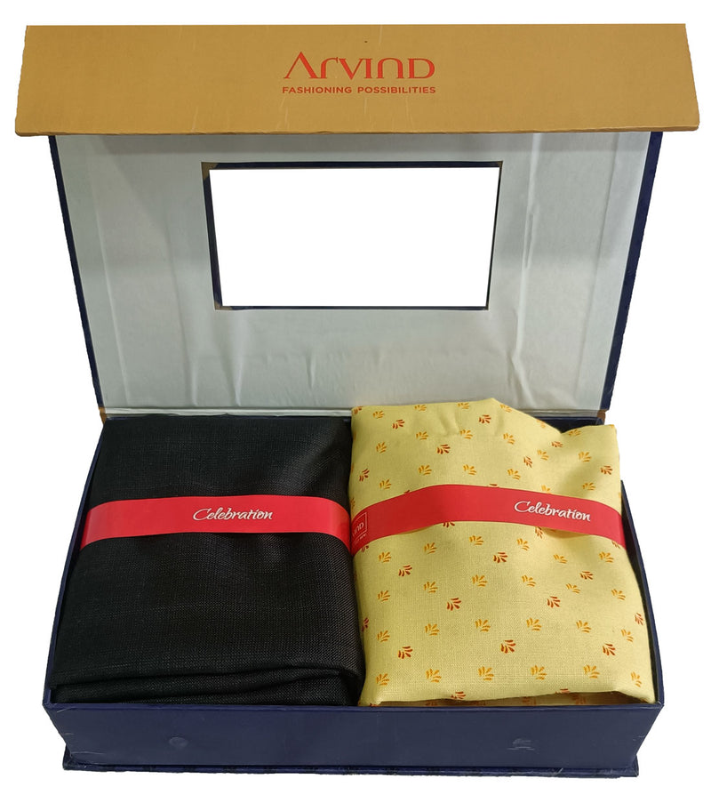 Arvind Unstitched Cotton Blend Shirt & Trouser Fabric Printed-035