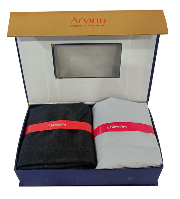 Arvind Unstitched Cotton Blend Shirt & Trouser Fabric Solid-035