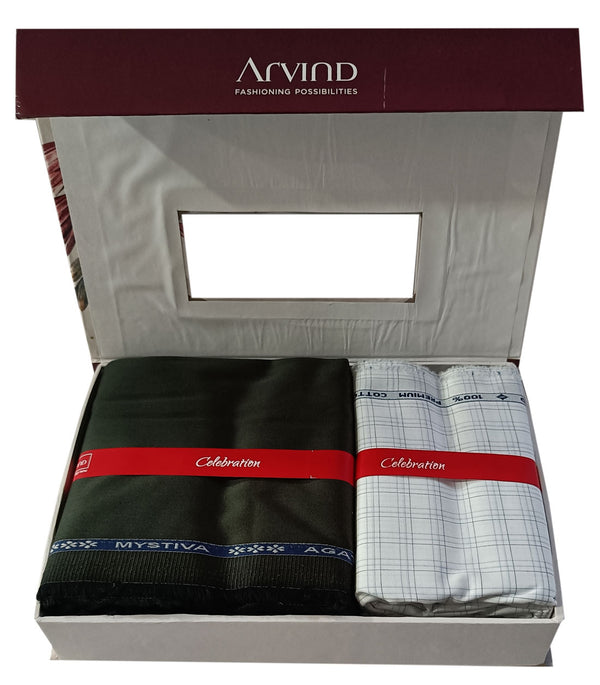 Arvind  Unstitched Cotton Blend Shirt & Trouser Fabric Checkered