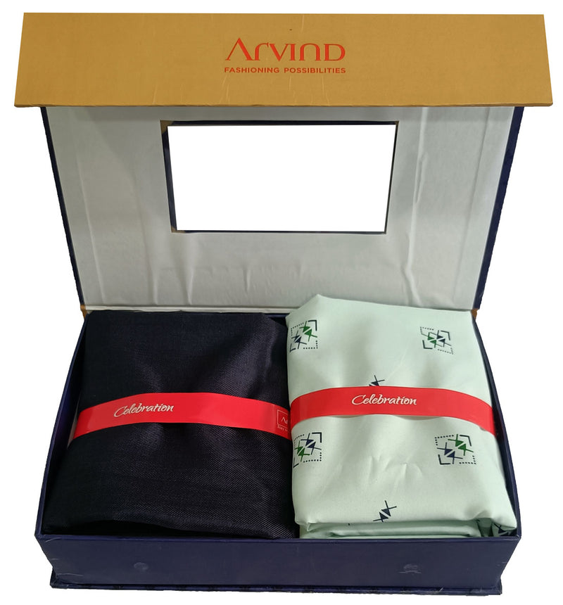 Arvind Unstitched Cotton Blend Shirt & Trouser Fabric Printed-038