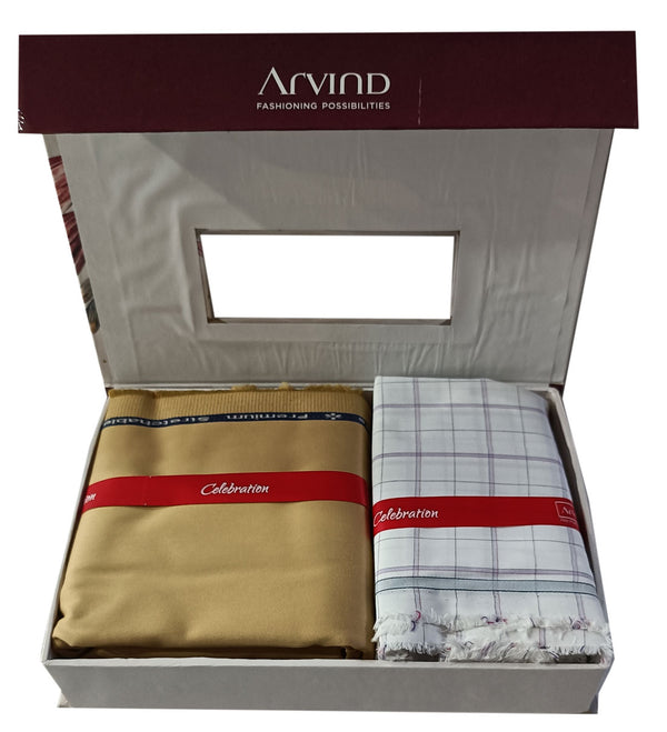 Arvind  Unstitched Cotton Blend Shirt & Trouser Fabric Checkered