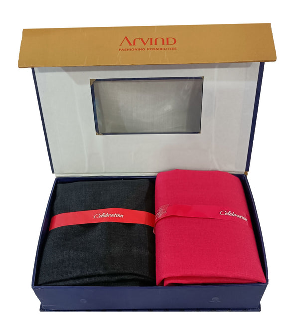 Arvind Unstitched Cotton Blend Shirt & Trouser Fabric Solid-038