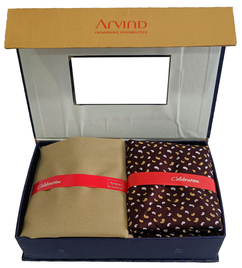 Arvind Unstitched Cotton Blend Shirt & Trouser Fabric Printed-040