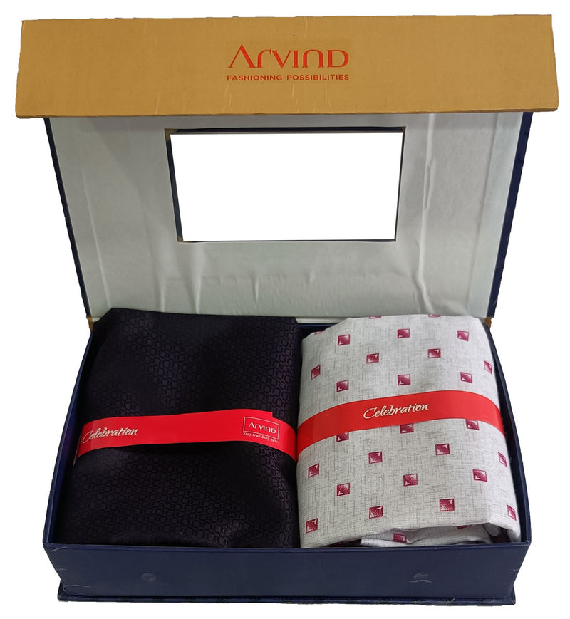 Arvind Unstitched Cotton Blend Shirt & Trouser Fabric Printed-042