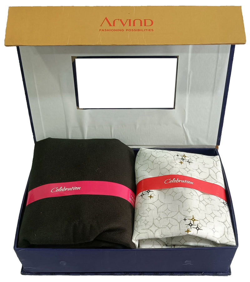 Arvind Unstitched Cotton Blend Shirt & Trouser Fabric Printed-045