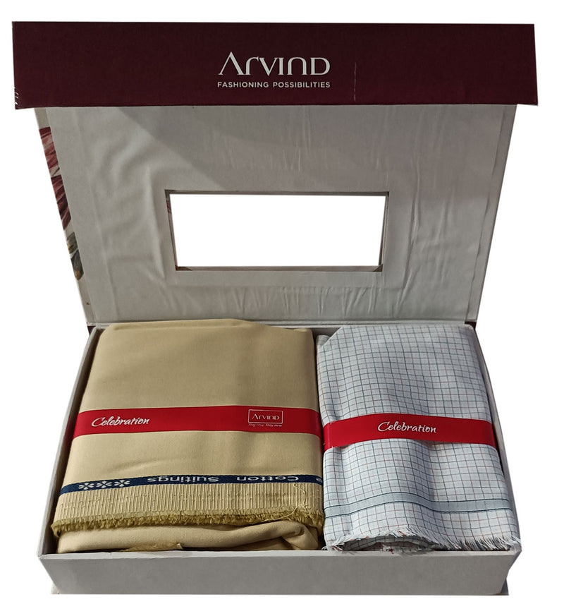 Arvind  Unstitched Cotton Blend Shirt & Trouser Fabric Checkered