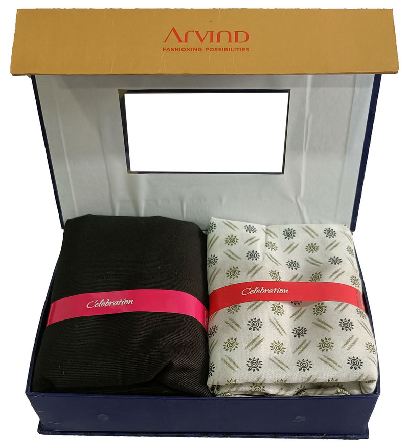 Arvind Unstitched Cotton Blend Shirt & Trouser Fabric Printed-047