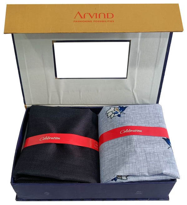 Arvind Unstitched Cotton Blend Shirt & Trouser Fabric Printed-048