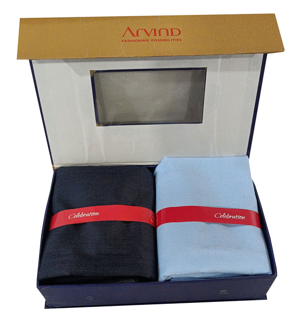 Arvind Unstitched Cotton Blend Shirt & Trouser Fabric Solid-04