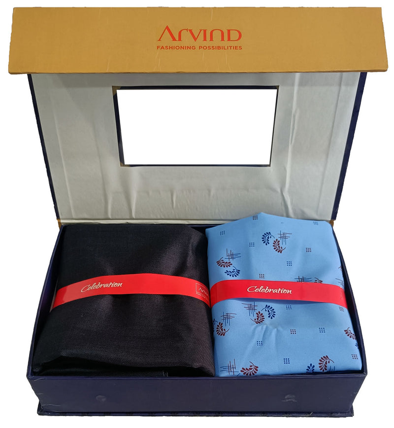 Arvind Unstitched Cotton Blend Shirt & Trouser Fabric Printed-052