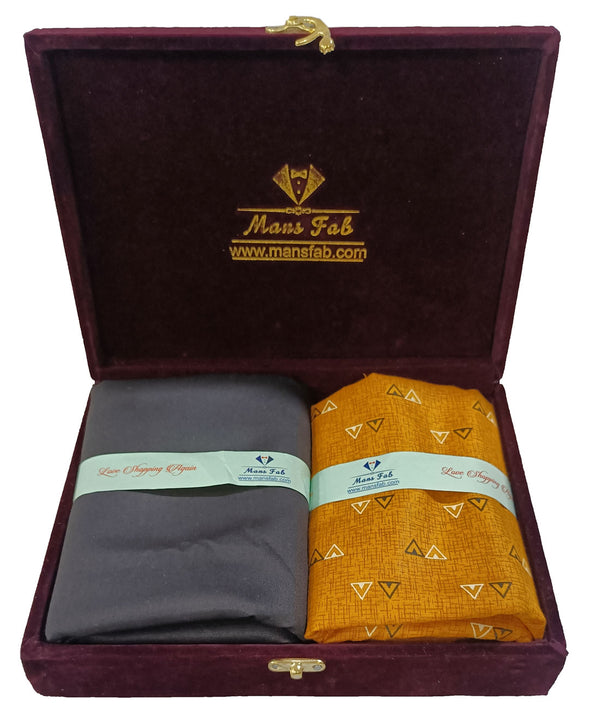 Mansfab  Unstitched Cotton Blend Shirt & Trouser Fabric Printed
