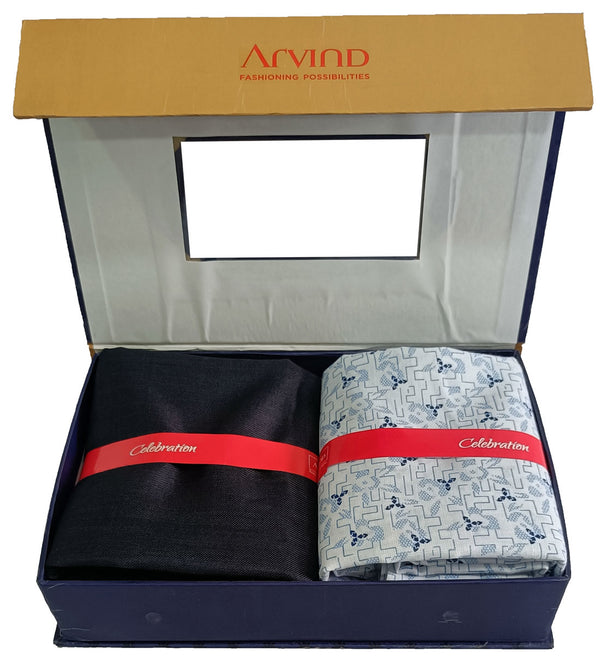 Arvind Unstitched Cotton Blend Shirt & Trouser Fabric Printed-054