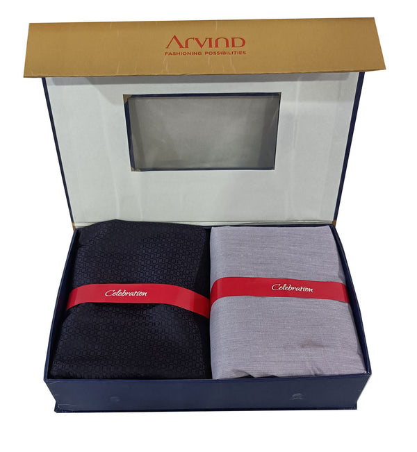 Arvind Unstitched Cotton Blend Shirt & Trouser Fabric Solid-05