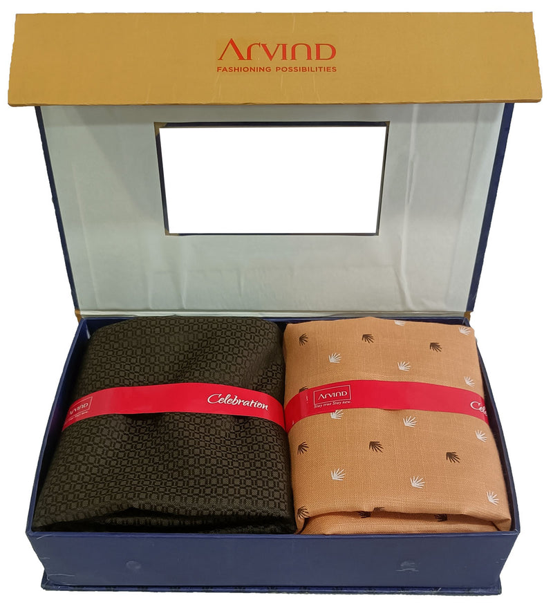 Arvind Unstitched Cotton Blend Shirt & Trouser Fabric Printed-062