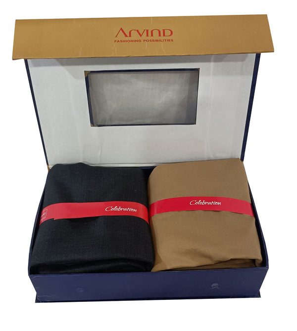 Arvind Unstitched Cotton Blend Shirt & Trouser Fabric Solid-06