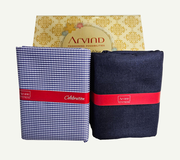 Arvind Unstitched Cotton Blend Shirt & Trouser Fabric Checkered-07