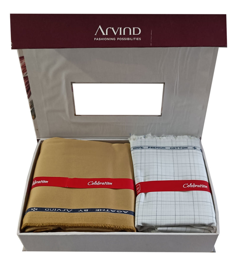 Arvind  Unstitched Cotton Blend Shirt & Trouser Fabric Checkered