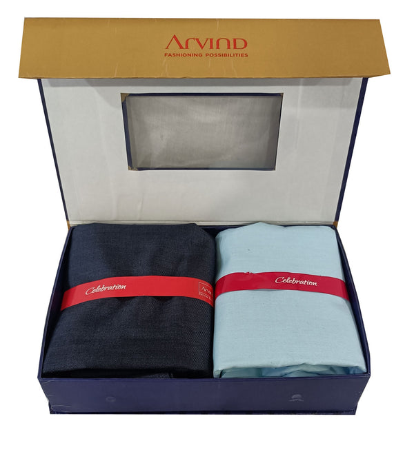 Arvind Unstitched Cotton Blend Shirt & Trouser Fabric Solid-08